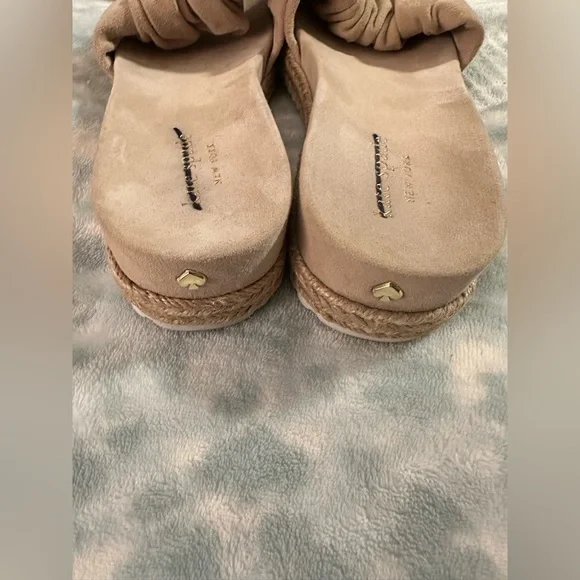 KATE SPADE Zira Slide Sandals Women’s 6 Suede Espadrille Platform Nude Blush NEW